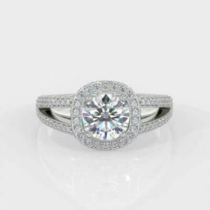 2 x 0.30ct 1 x 0.15ct Melee Round Brilliant Cut Diamond Ring