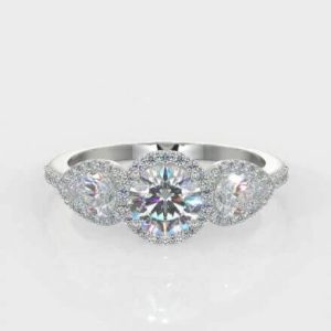 1 x 0.80ct Round Brilliant Cut & 2 x 0.20ct Pear Brilliant Cuts & 0.10ct Round Brilliant Pave Diamond Ring