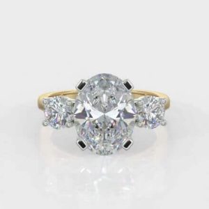 1.00ct Oval Brilliant Cut & 2 x 0.20ct Round Brilliant Cut Diamond Trilogy Ring