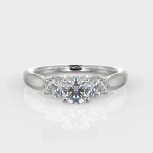 0.50ct Oval Brilliant Cut & 2 x 0.25ct Round Brilliant Cut Diamond Trilogy Ring