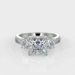 0.80ct Princess Brilliant Cut & 2 x 0.20ct Round Brilliant Cut Diamond Trilogy Ring