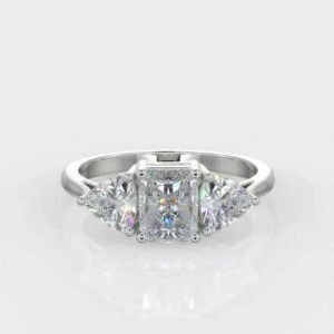 0.80ct Princess Brilliant Cut & 2 x Trillions 0.20ct Diamond Trilogy Ring