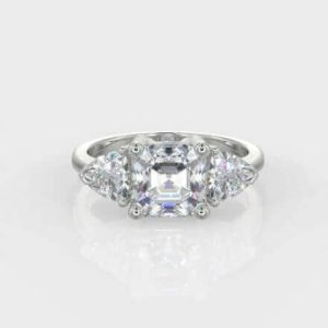 1 x 0.50ct Princess Brilliant Cut 2 x 0.15ct Trillion Diamond Ring