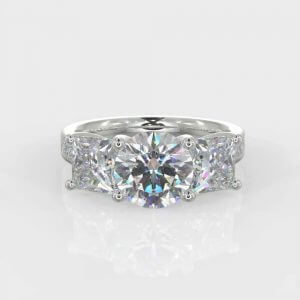 1 x 0.80ct Round Brilliant Cut 2 x 0.55ct Trillion Diamond Ring
