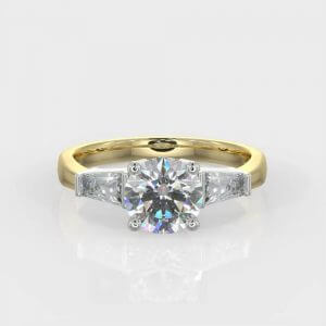 1 x 0.50ct Round Brilliant Cut & 2 x 0.25ct Tapered Baguttes Brilliant Cut Diamond Ring