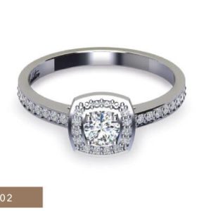 1 x 0.30ct Round Sapphire 0.25ct Round Brilliant Melee Diamond Ring