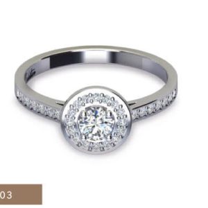 1 x 0.30ct Round Sapphire  0.25ct Round Brilliant  Melee Diamond Ring