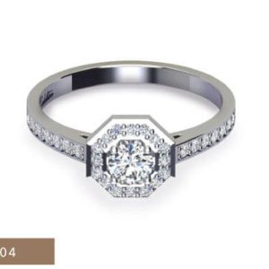 1 x 0.30ct Princess Cut Sapphire 0.25ct Round Brilliant Melee Diamond Ring