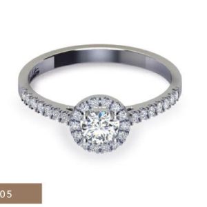 1 x 0.30ct Round  Cut Sapphire  0.25ct Round Brilliant  Melee Diamond Ring