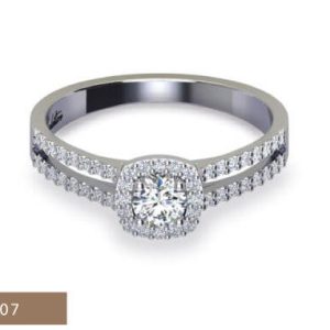 1 x 0.30ct Round Cut Sapphire 0.35ct Round Brilliant Melee Diamond Ring