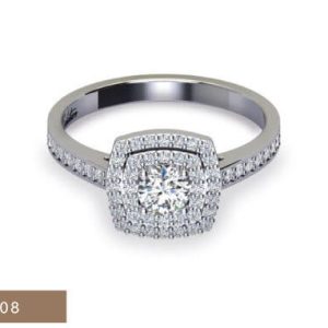 1 x 0.30ct Round Cut Sapphire 0.35ct Round Brilliant Melee Diamond Ring