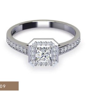 1 x 0.30ct Round Cut Sapphire 0.25ct Round Brilliant Melee Diamond Ring