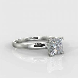 1 x 0.50ct Princess Brilliant  Cut Solitaire Diamond Ring