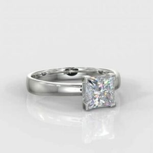 1 x 0.60ct Princess Brilliant Cut Solitaire Diamond Ring
