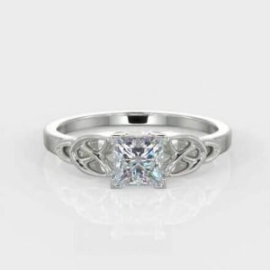 Mo Chuisle Meaning (Pulse Of My Heart) 0.50ct Princess Brilliant Cut  Celtic Diamond Ring