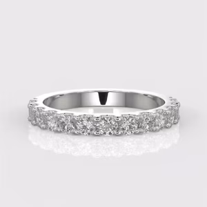 Round Brilliant Cut Diamond Pave Style Setting Wedding Ring