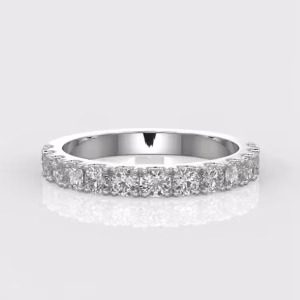 Round Brilliant Cut Diamond Pave Style Setting Wedding Ring