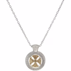 Sterling Silver & Yellow Gold Celtic Shield Necklace